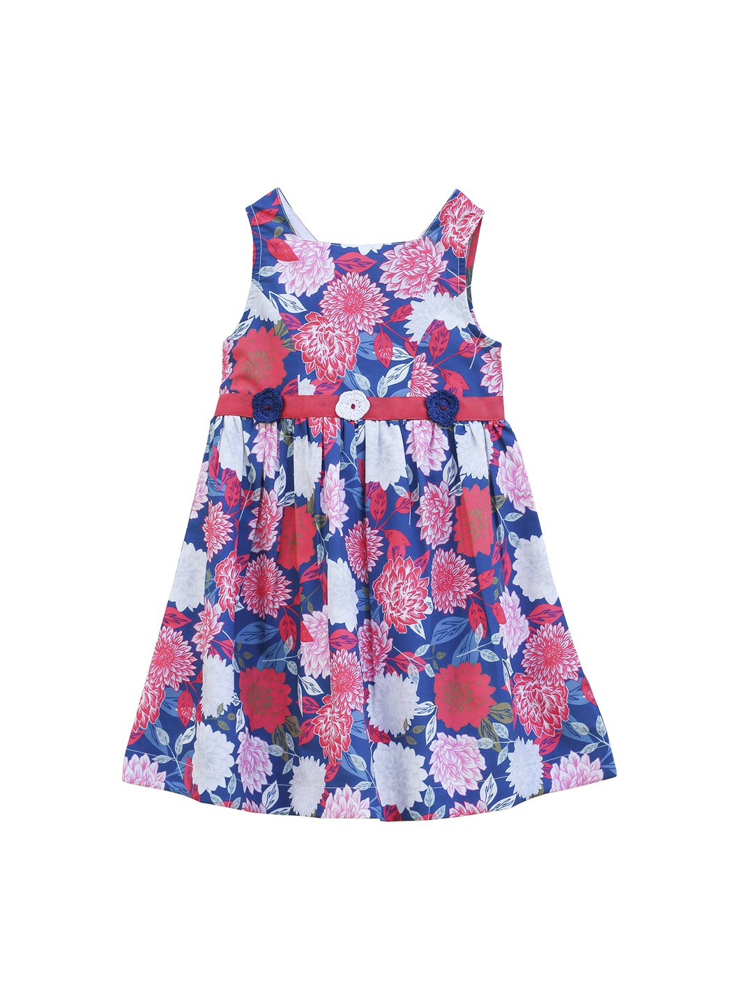 

My Little Lambs Girls Blue Floral Print Fit & Flare Dress