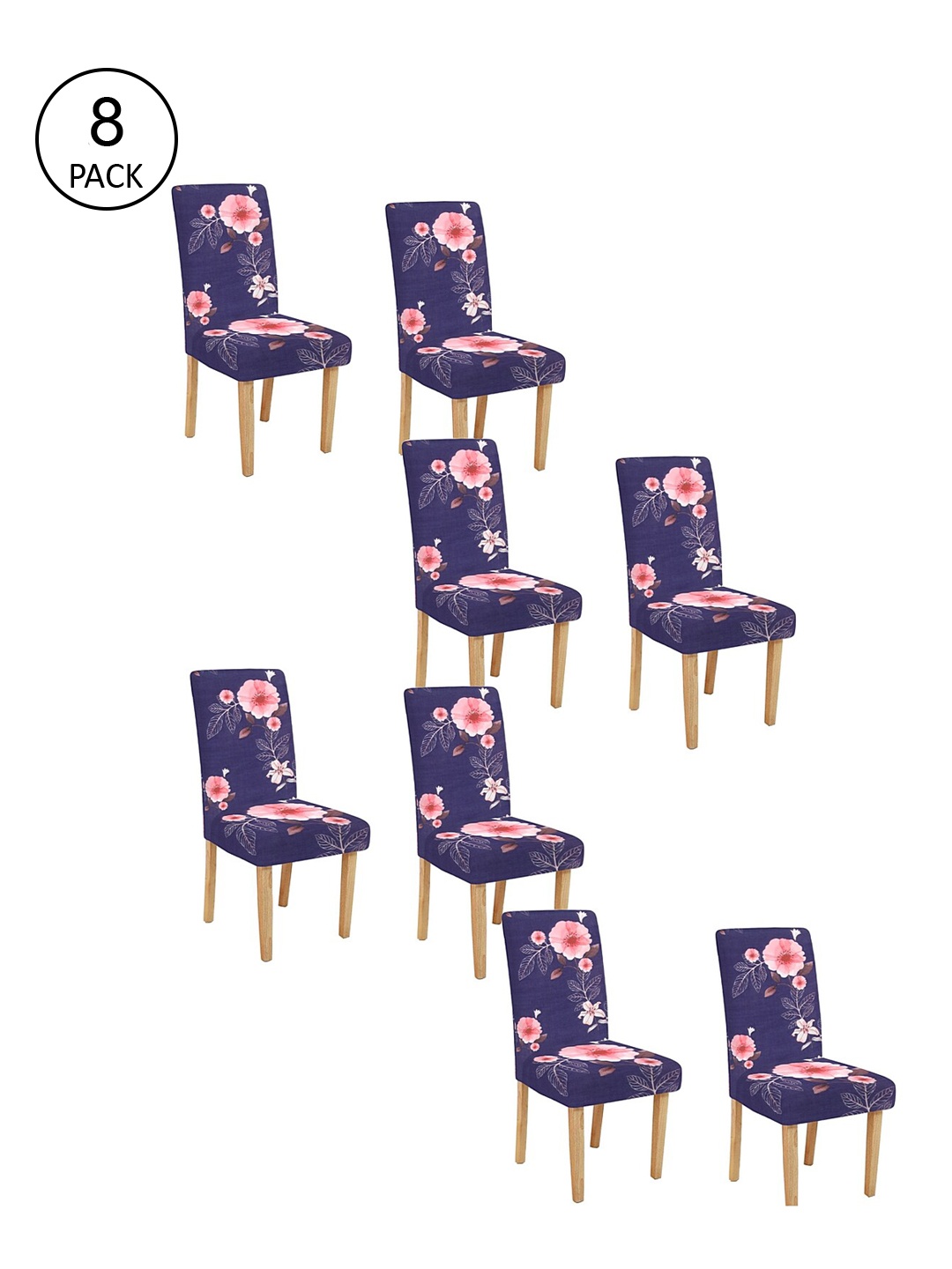 

Cortina Set of 8 Blue & Pink Printed Chair Covers