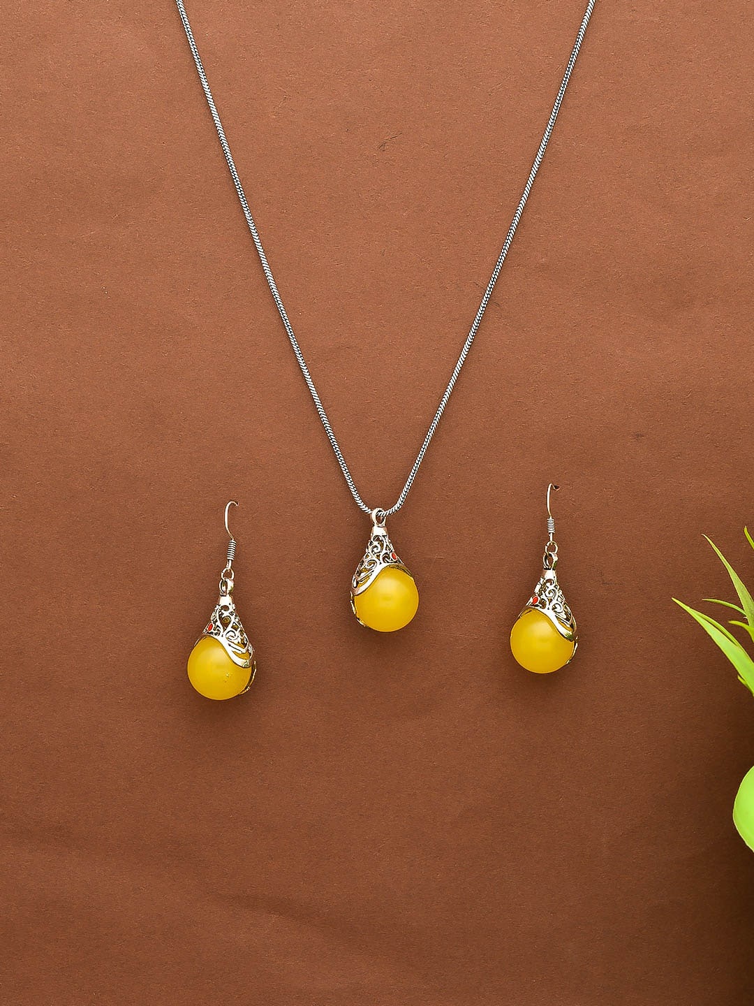 Silvermerc Designs Silver-Plated Oxidised Trendy Necklace With Earrings