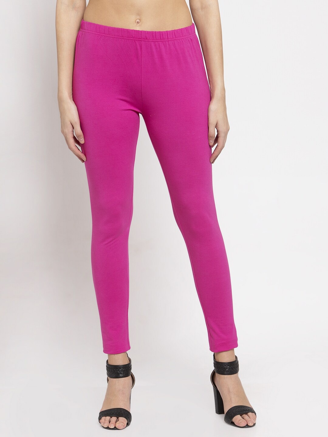 

DOOR74 Women Pink Solid Ankle-Length Leggings