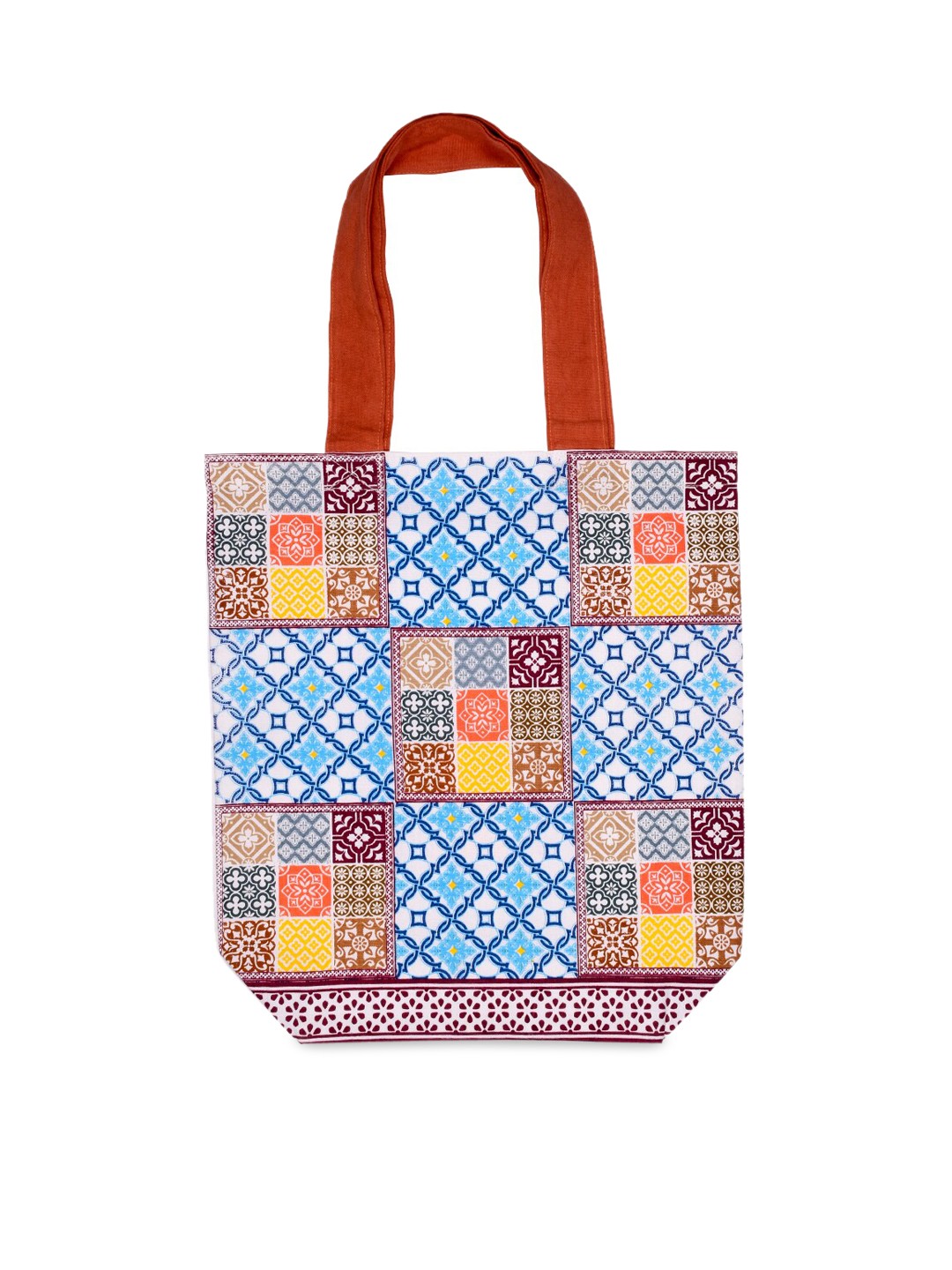 

Doodle Printed Turkish Tile Canvas Tote Bag, White