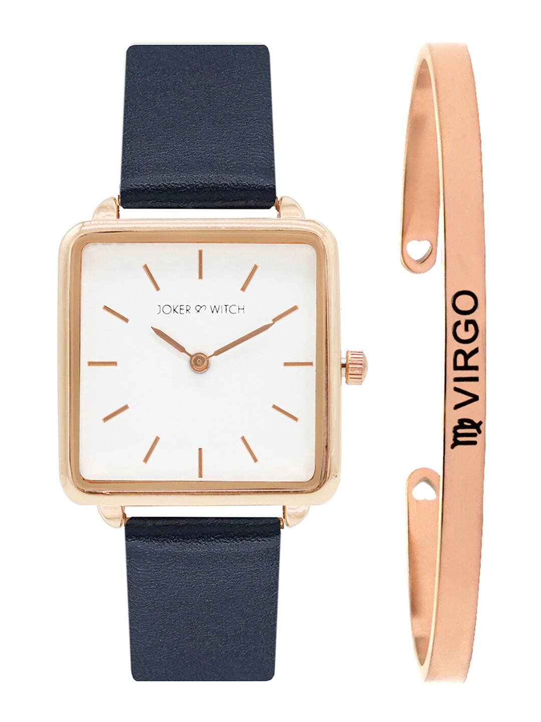 

JOKER & WITCH Women Navy blue & Rose Gold-Toned Emily Virgo Watch Gift Set JWBS325