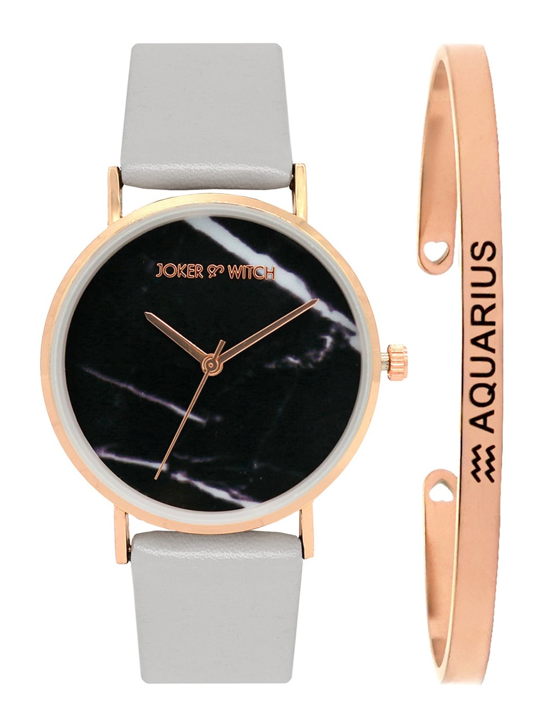 

JOKER & WITCH Women Grey & Rose Gold-Toned Watch Gift Set JWBS273