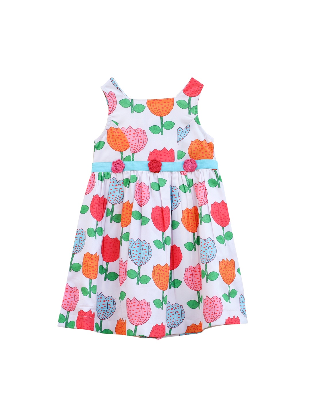 

My Little Lambs Girls Red & White Floral Print Fit & Flare Dress