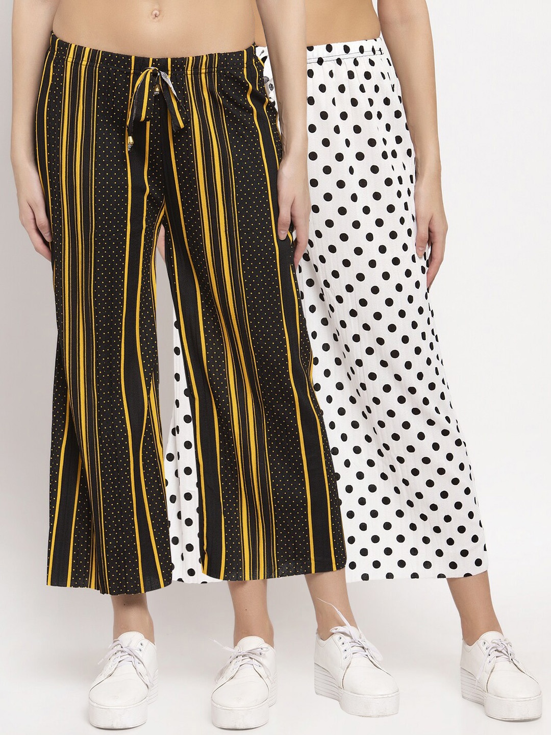 

KLOTTHE Women Pack of 2 Wide Leg Cropped Palazzos, Black