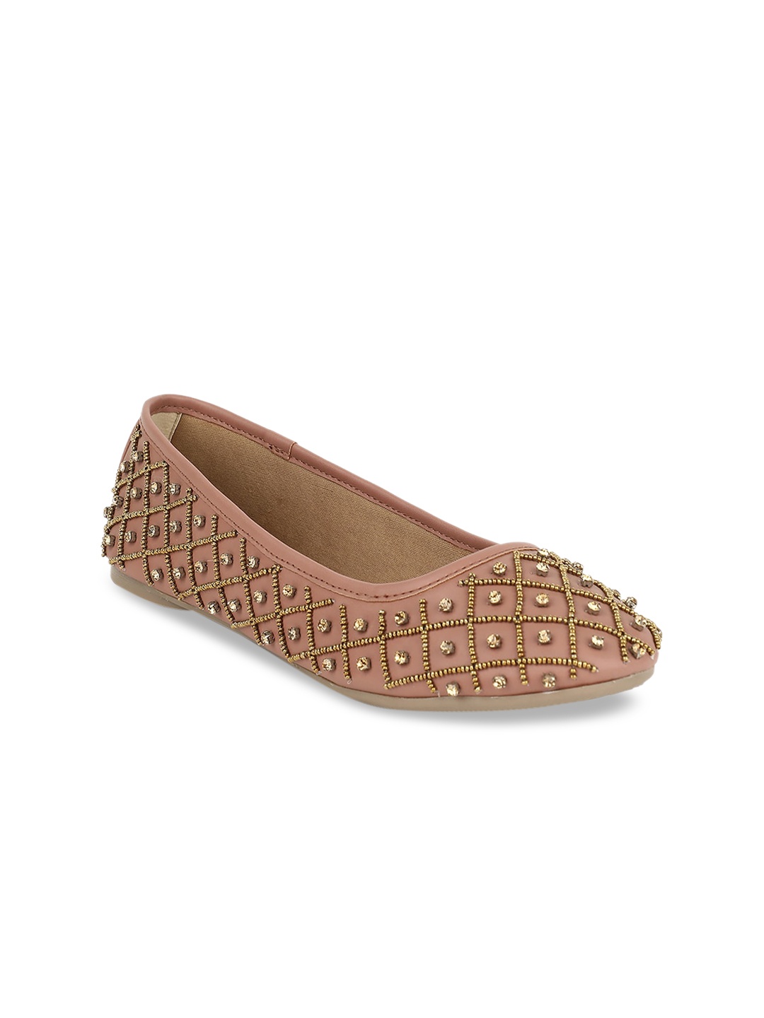 Marie Claire Women Beige Embellished Fabric Ballerinas
