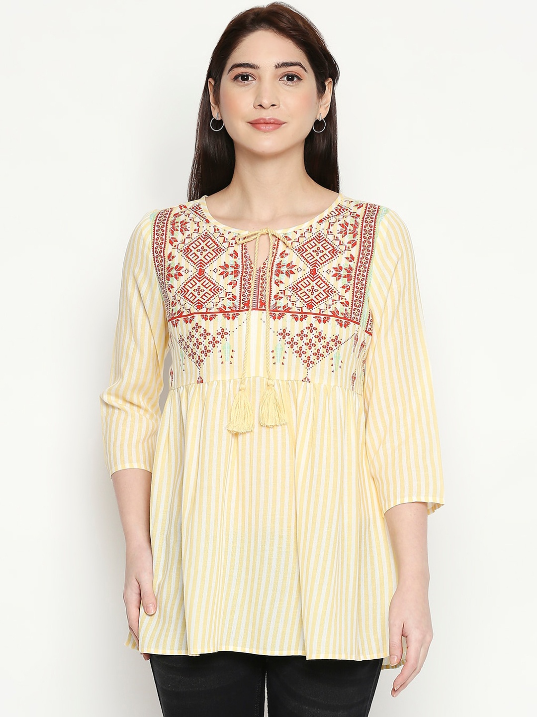 

People Women Yellow & Red Printed Tunic