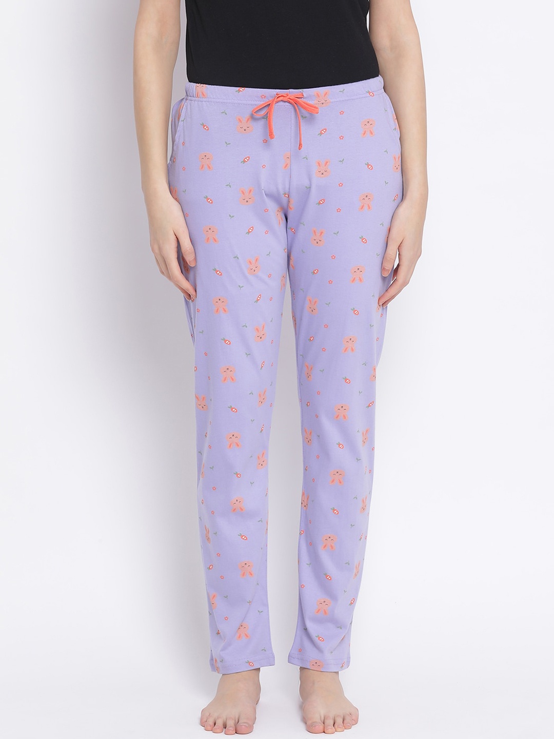 

Kanvin Women Violet & Orange Printed Lounge Pants