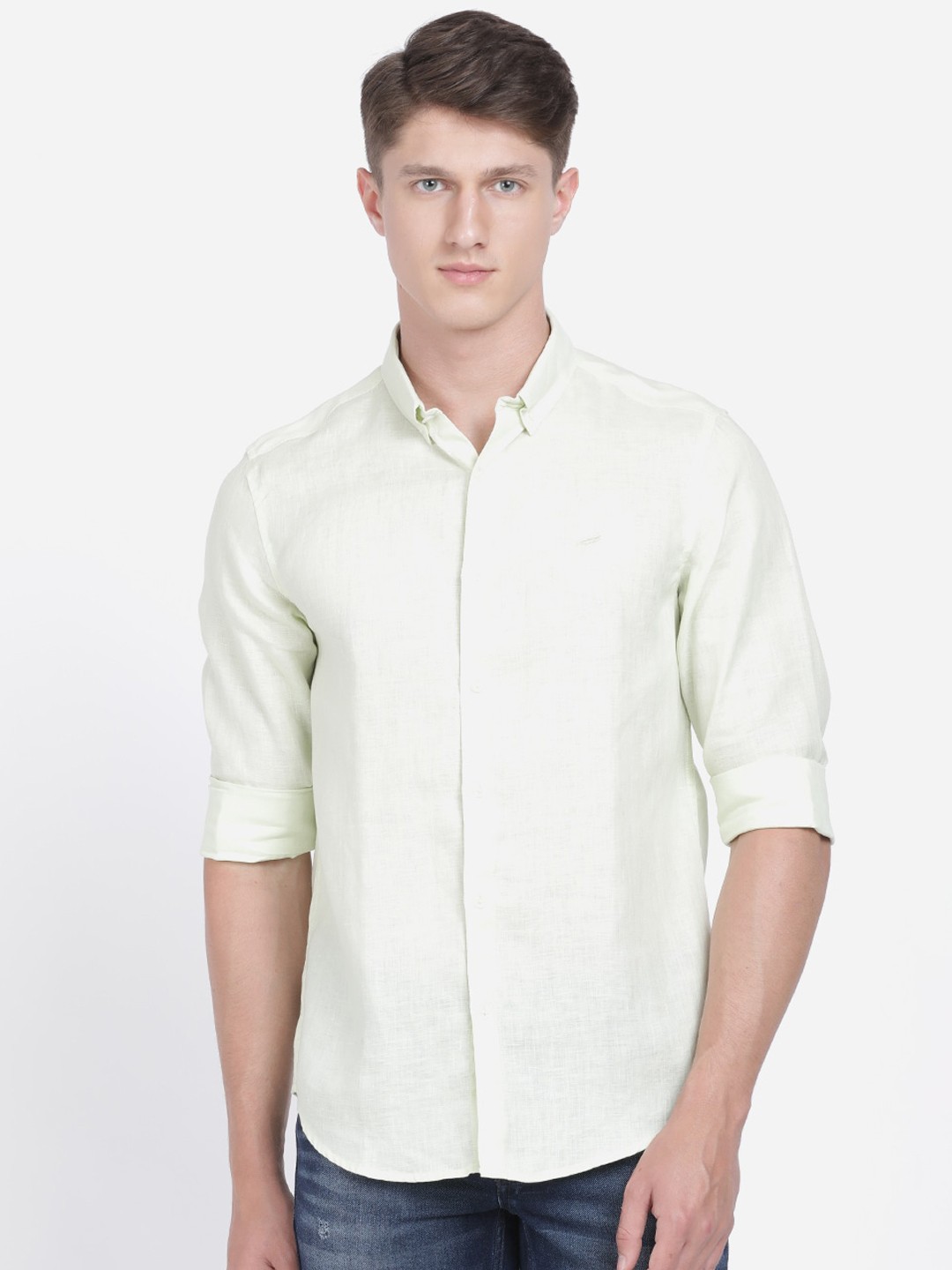 

Crocodile Men Green Regular Fit Solid Casual Shirt