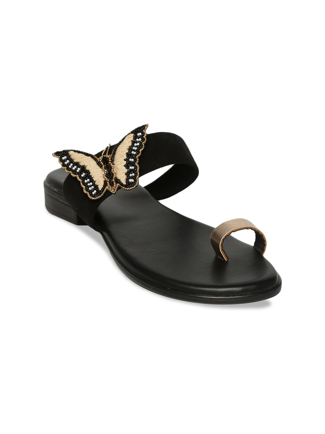 

Monrow Women Black Embellished One Toe Flats