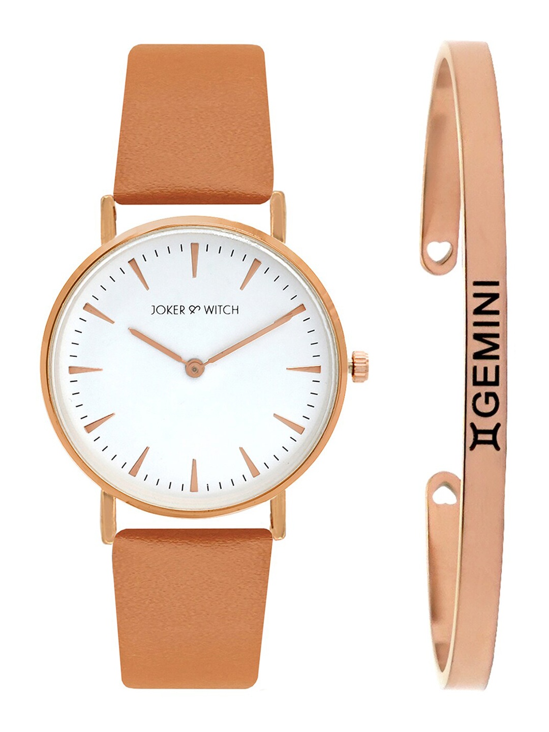

JOKER & WITCH Women White & Rose Gold-Toned Amy Watch & Bracelet Gift Set JWBS290
