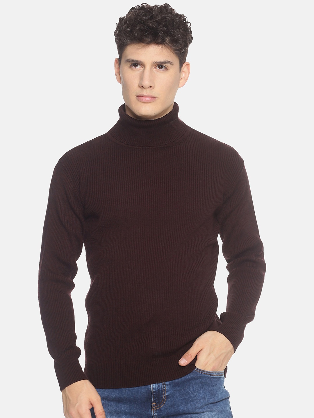 

513 Men Brown Solid Pullover Sweater