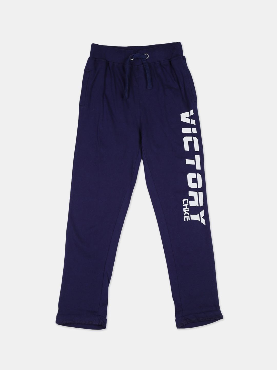 

Cherokee Boys Navy Blue & White Solid Straight-Fit Track Pants