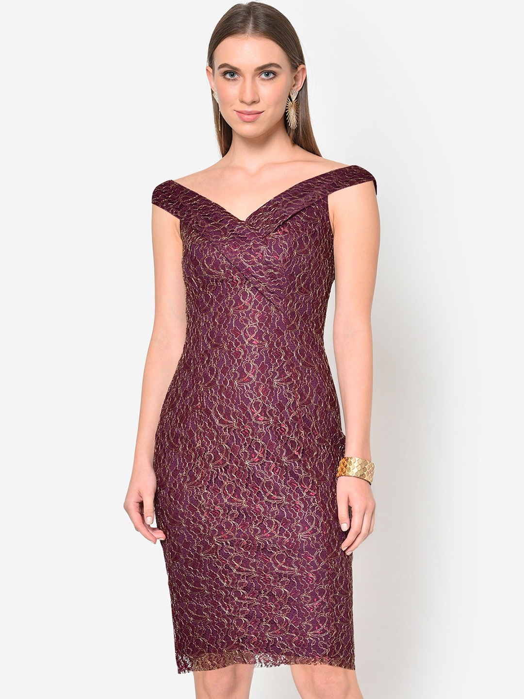 

Martini Women Purple Embellished Sheath Dress