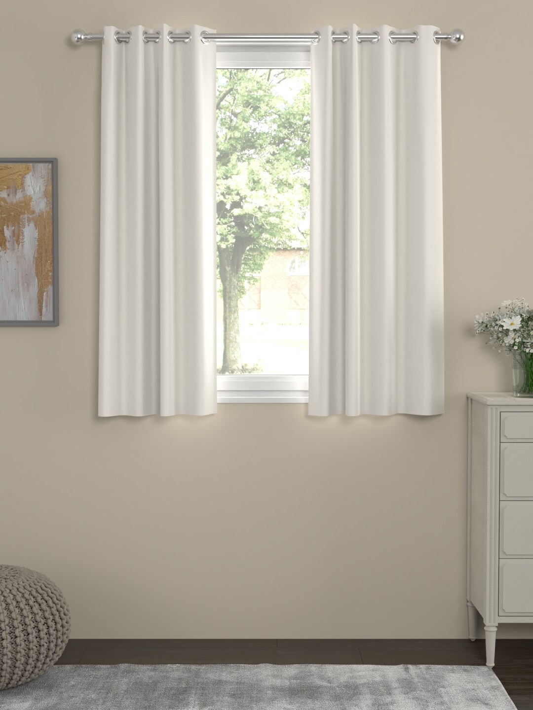 ROSARA HOME Off-White Set of 2 Window Curtains