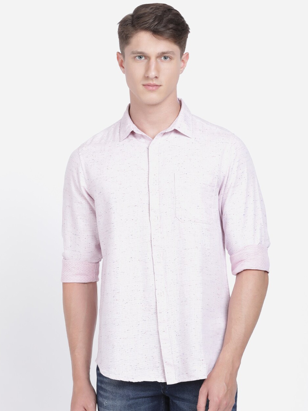 

Crocodile Men Pink Regular Fit Self Design Casual Shirt