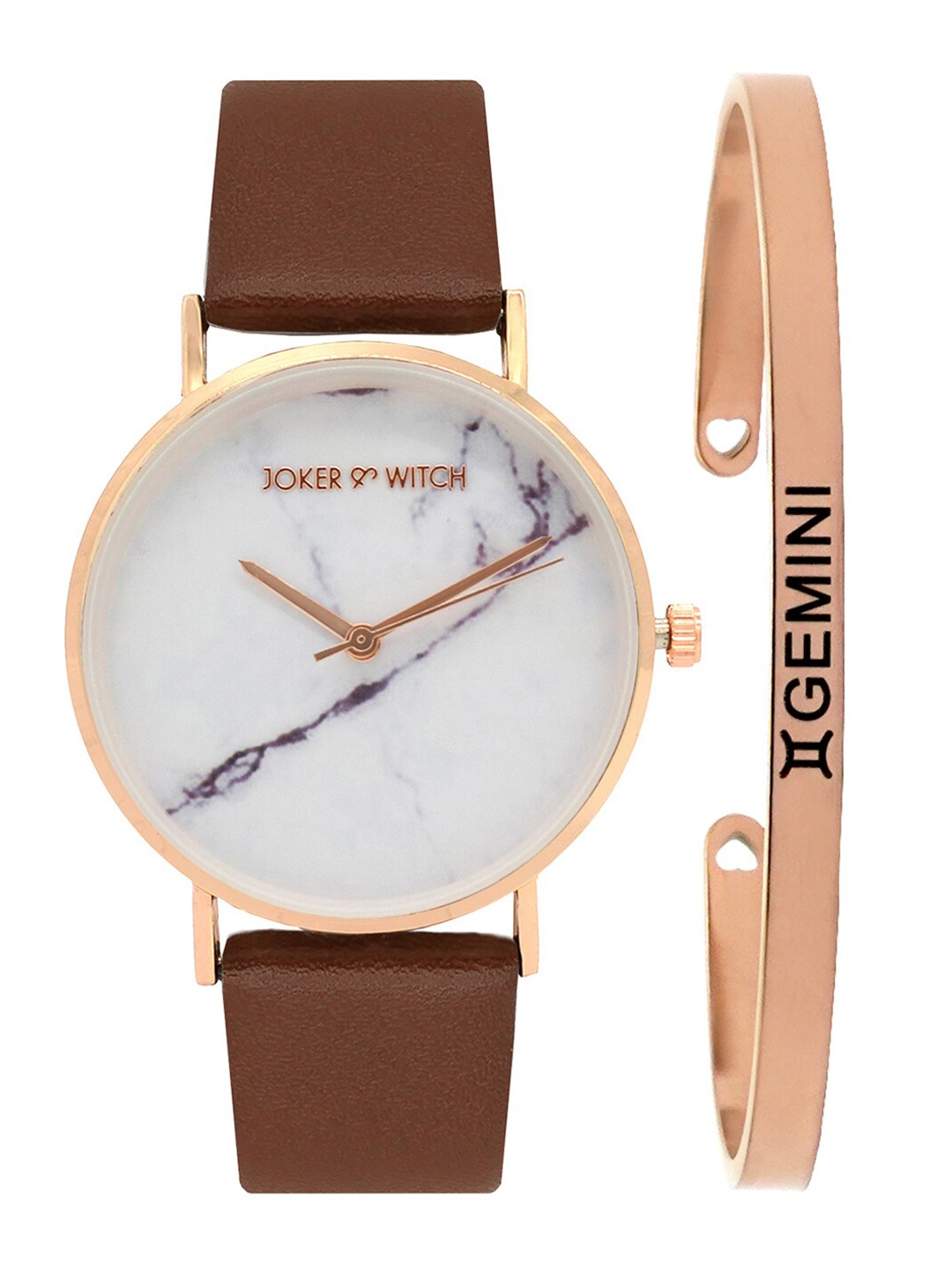 

JOKER & WITCH Women White & Brown Hannah Gemini Watch Bracelet Stack JWBS293