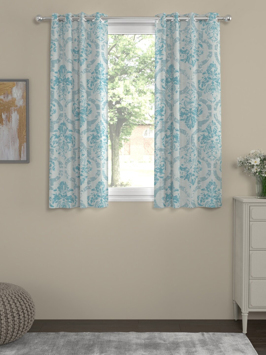 

ROSARA HOME Blue & White Set of 2 Curtains