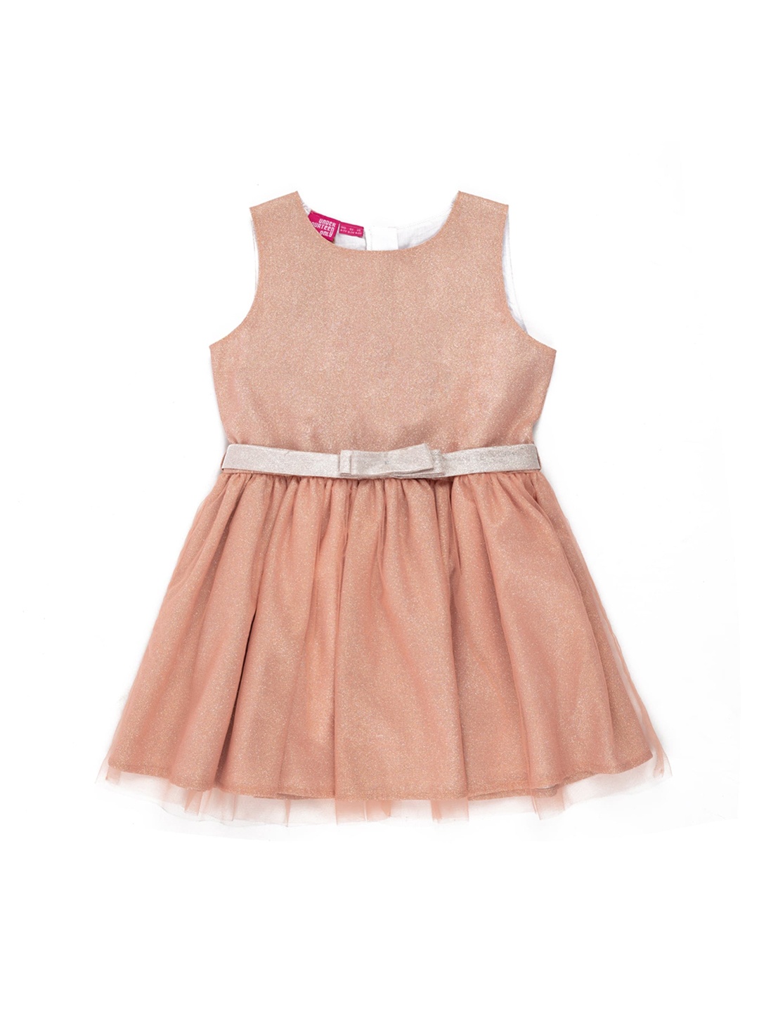 

UNDER FOURTEEN ONLY Girls Peach-Coloured Solid Fit and Flare Dress