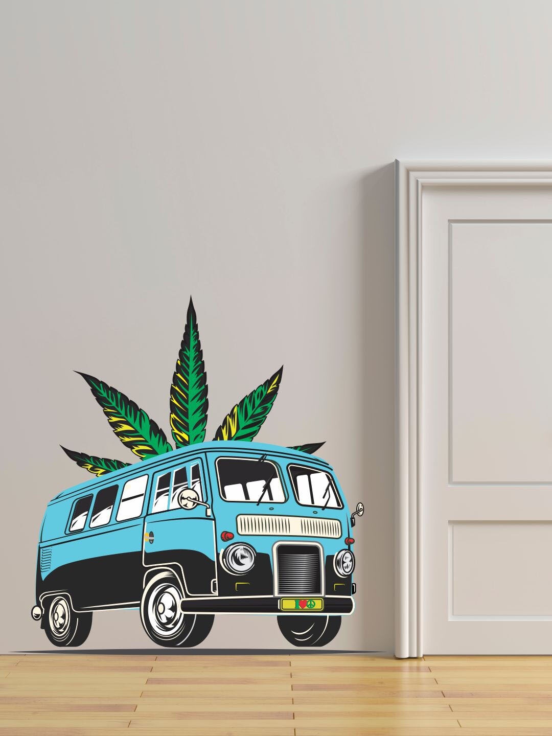 

WALLSTICK Blue & Green Bus Vinyl Large Wall Sticker
