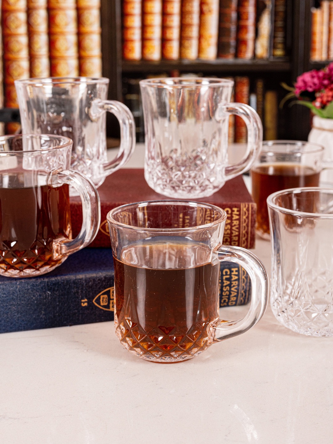 GOODHOMES Transparent 6 Pcs Solid Glass Cups Set