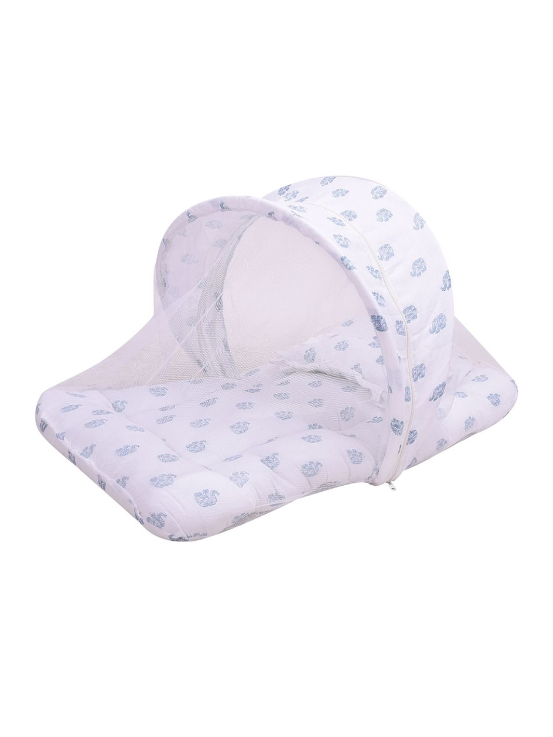 

Moms Home Infant White & Blue Printed Foldable Crib Mosquito Net