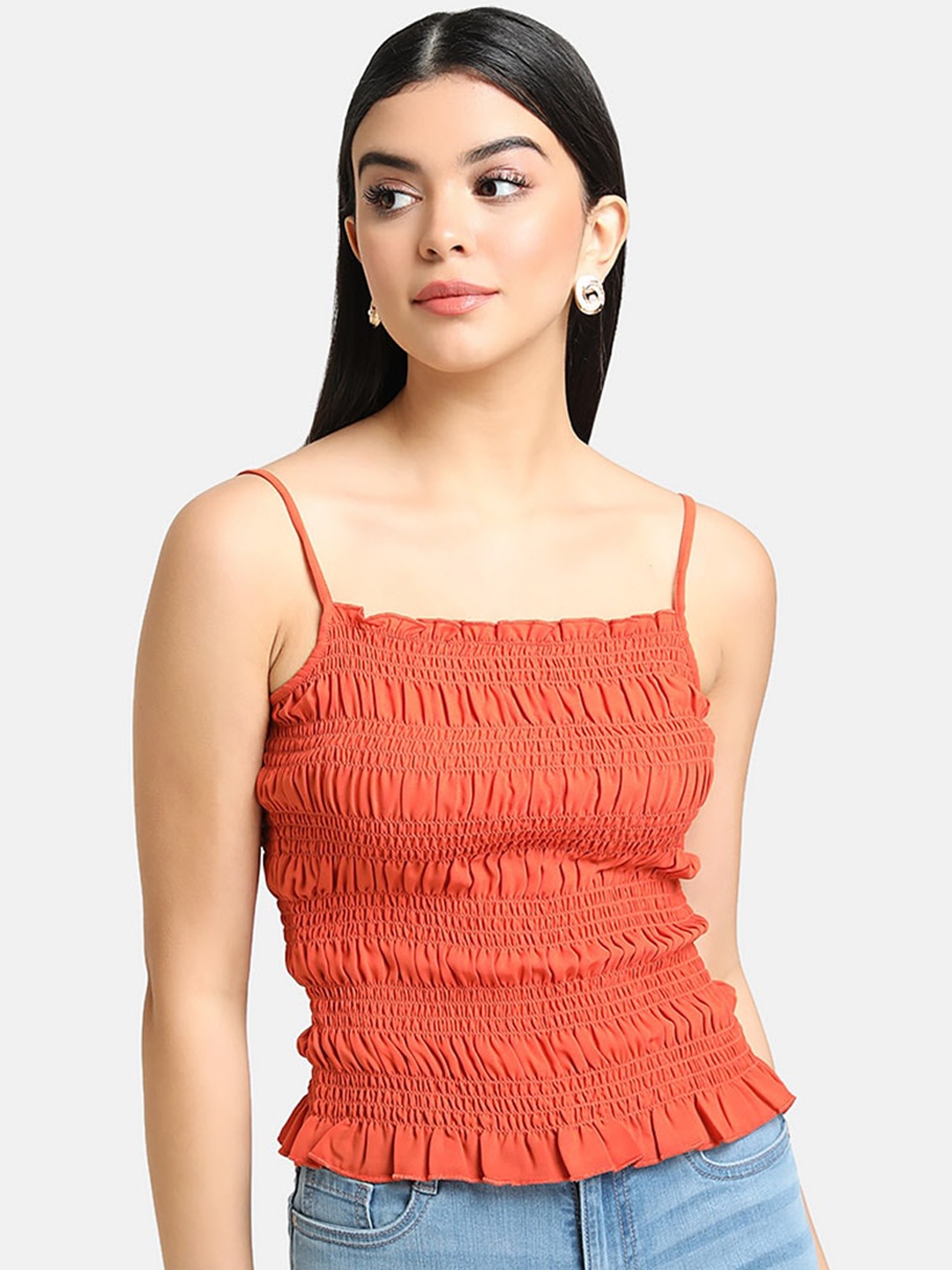 

Kazo Orange Smocked Top