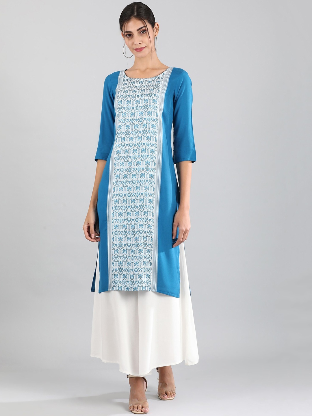 AURELIA Blue & White Floral Kurta