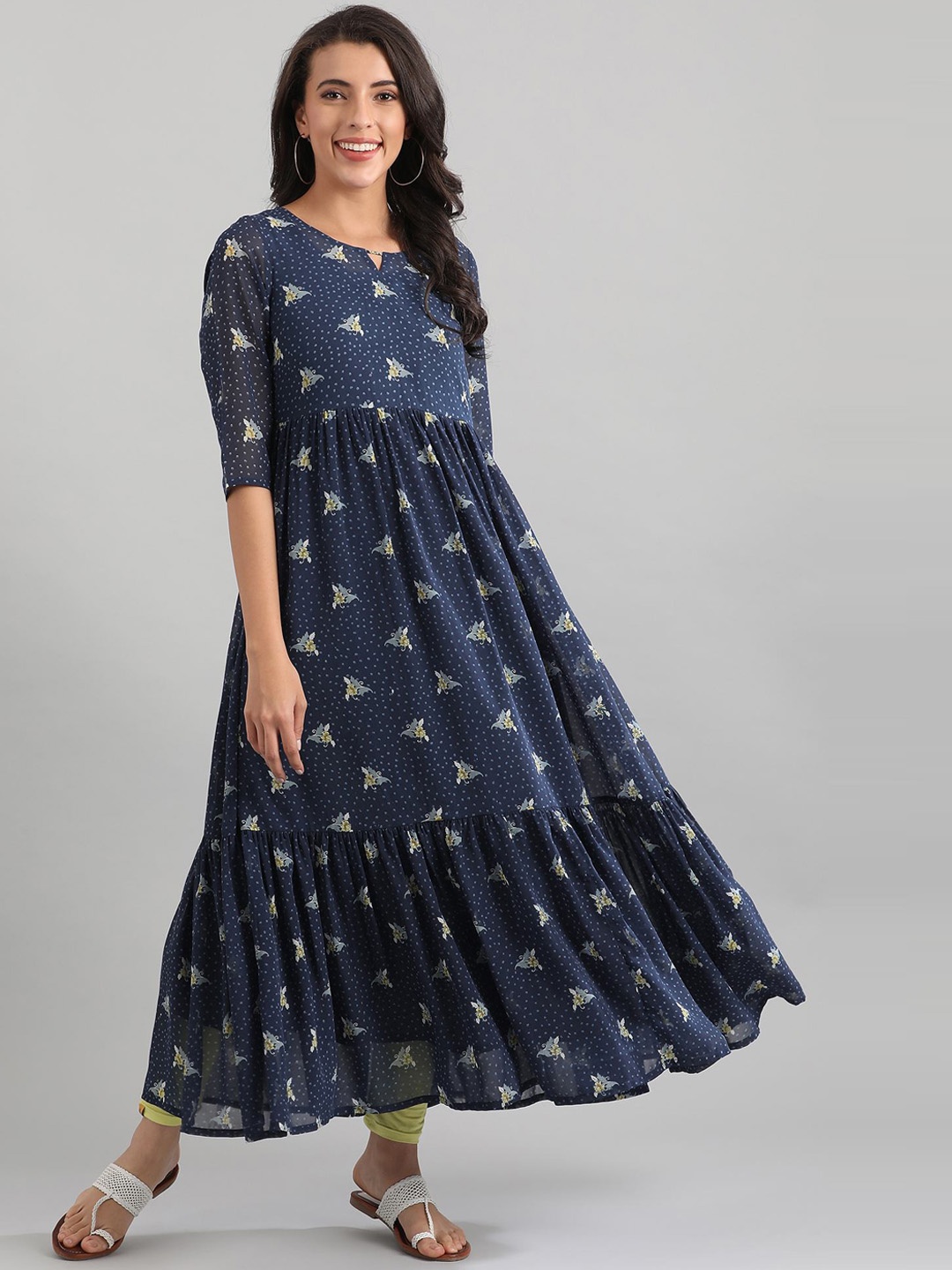 

AURELIA Women Blue Printed Maxi Dress