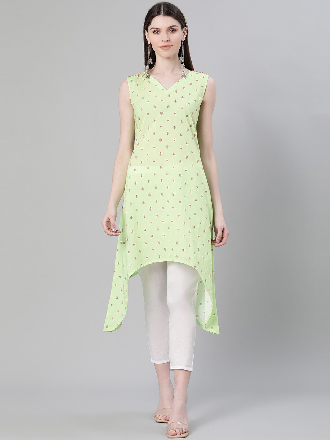

ZIYAA Green Geometric Printed Kurta