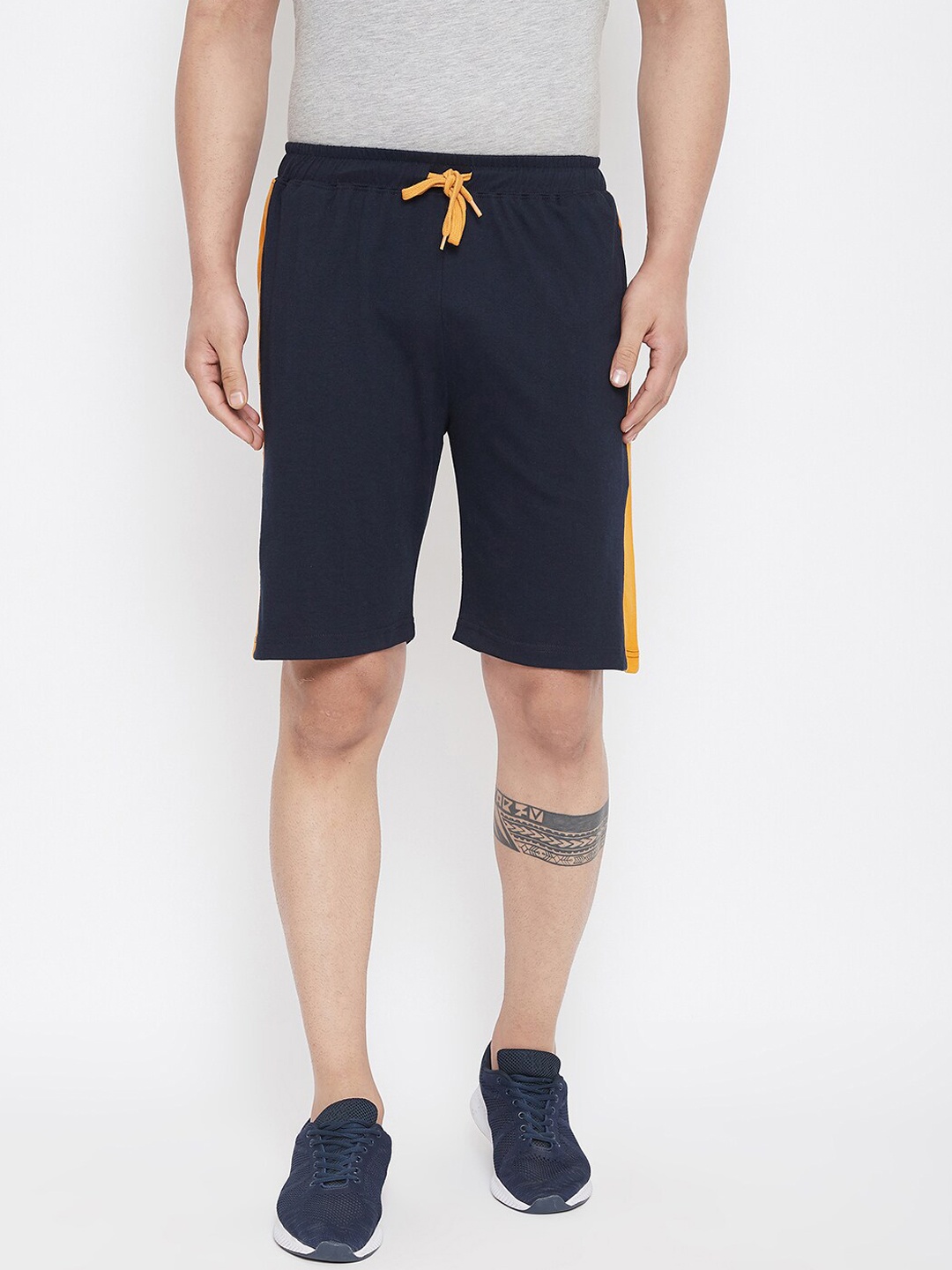 

Adobe Men Navy Blue Solid Regular Fit Sports Shorts