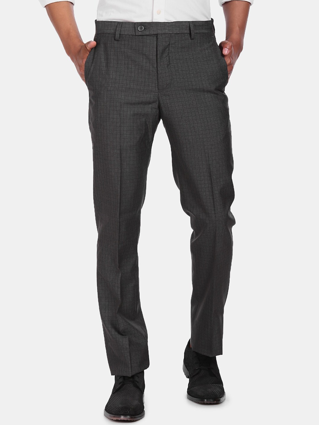 

Arrow New York Men Grey Regular Fit Striped Formal Trousers