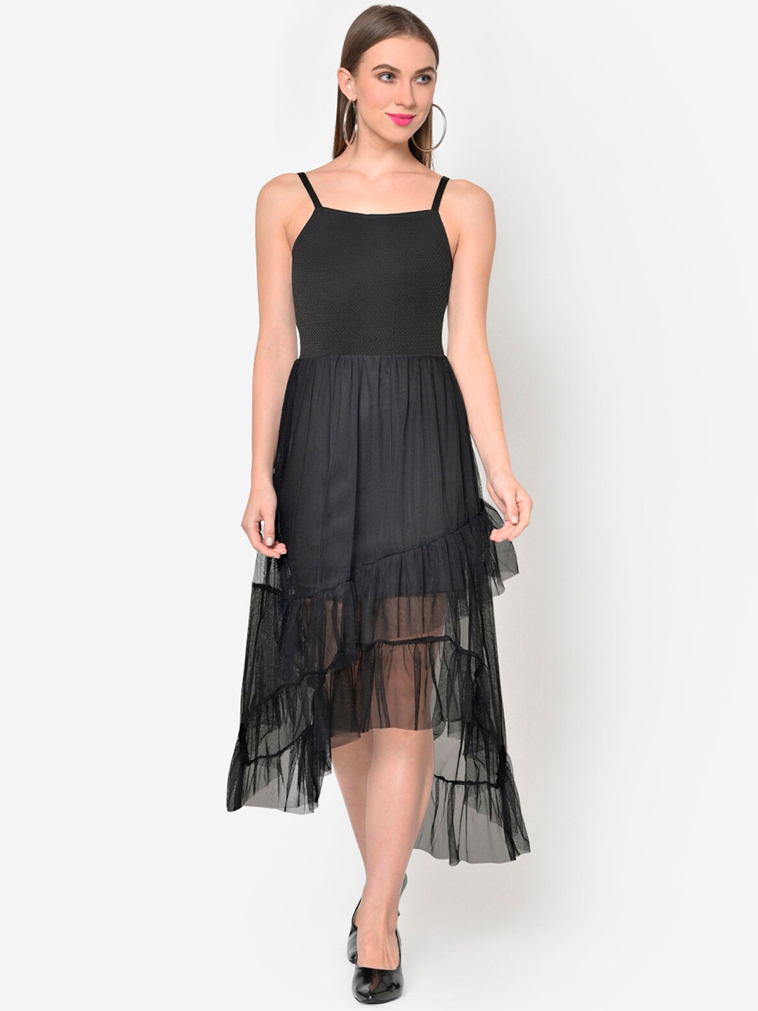 Martini Women Black Solid Fit and Flare Dress