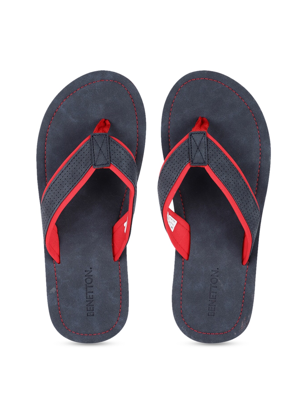 

United Colors of Benetton Men Navy Blue & Red Solid Thong Flip-Flops