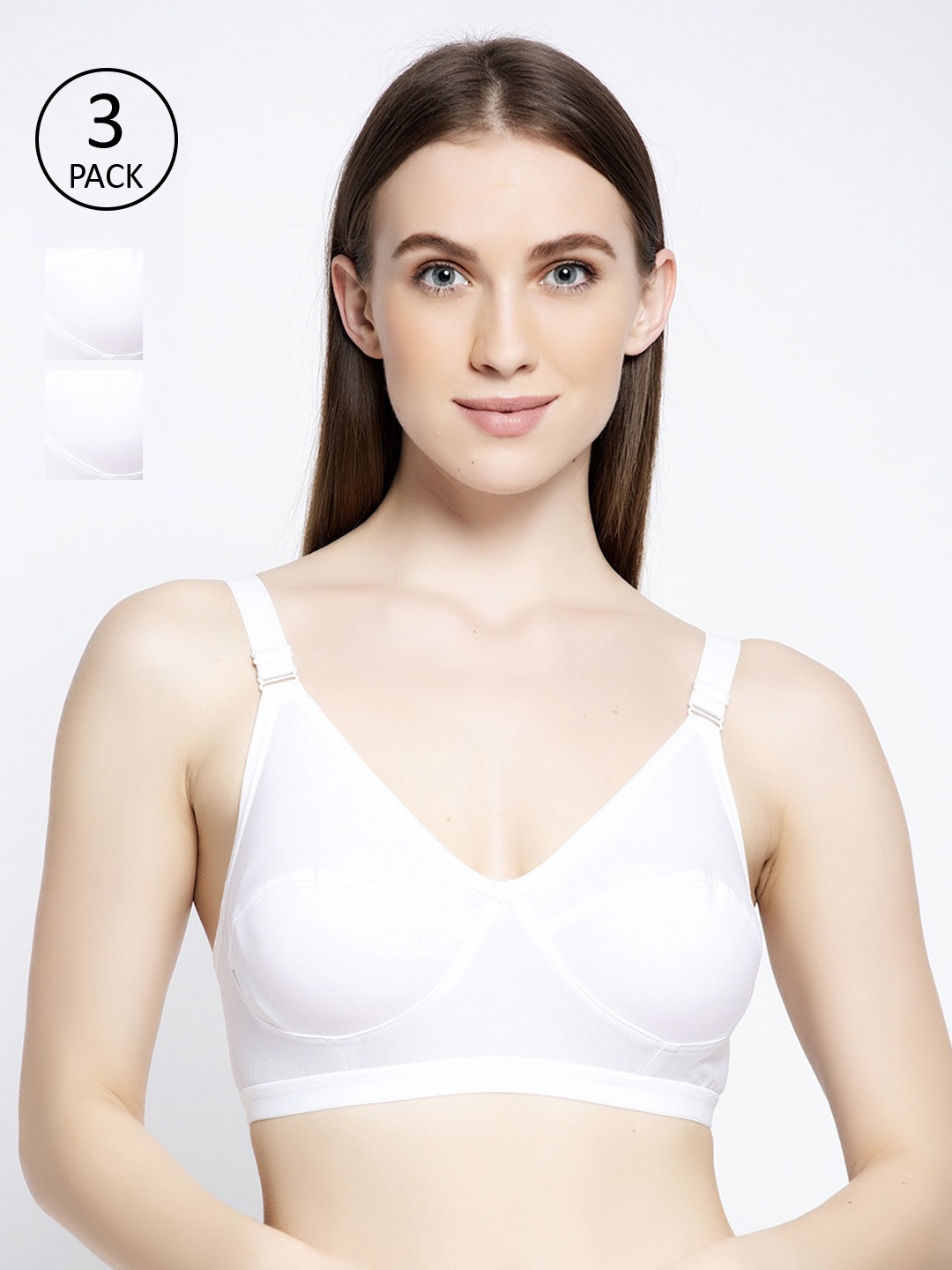 

GRACIT White Pack Of 3 Non-Wired Non Padded Balconette Bra PW34-02-02-02