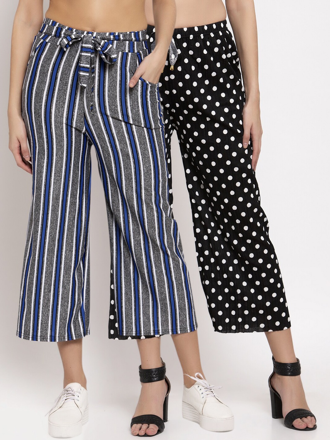 

KLOTTHE Women Pack of 2 Multicoloured Printed Wide Leg Palazzos, Multi