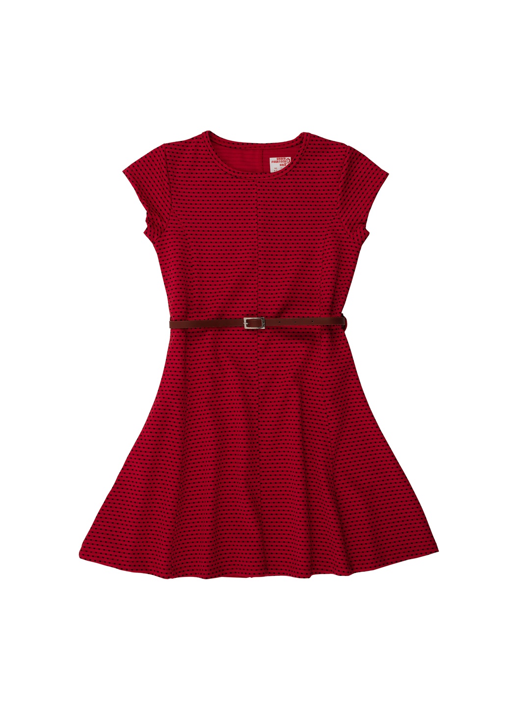 

UNDER FOURTEEN ONLY Girls Red Printed Fit and Flare Dress