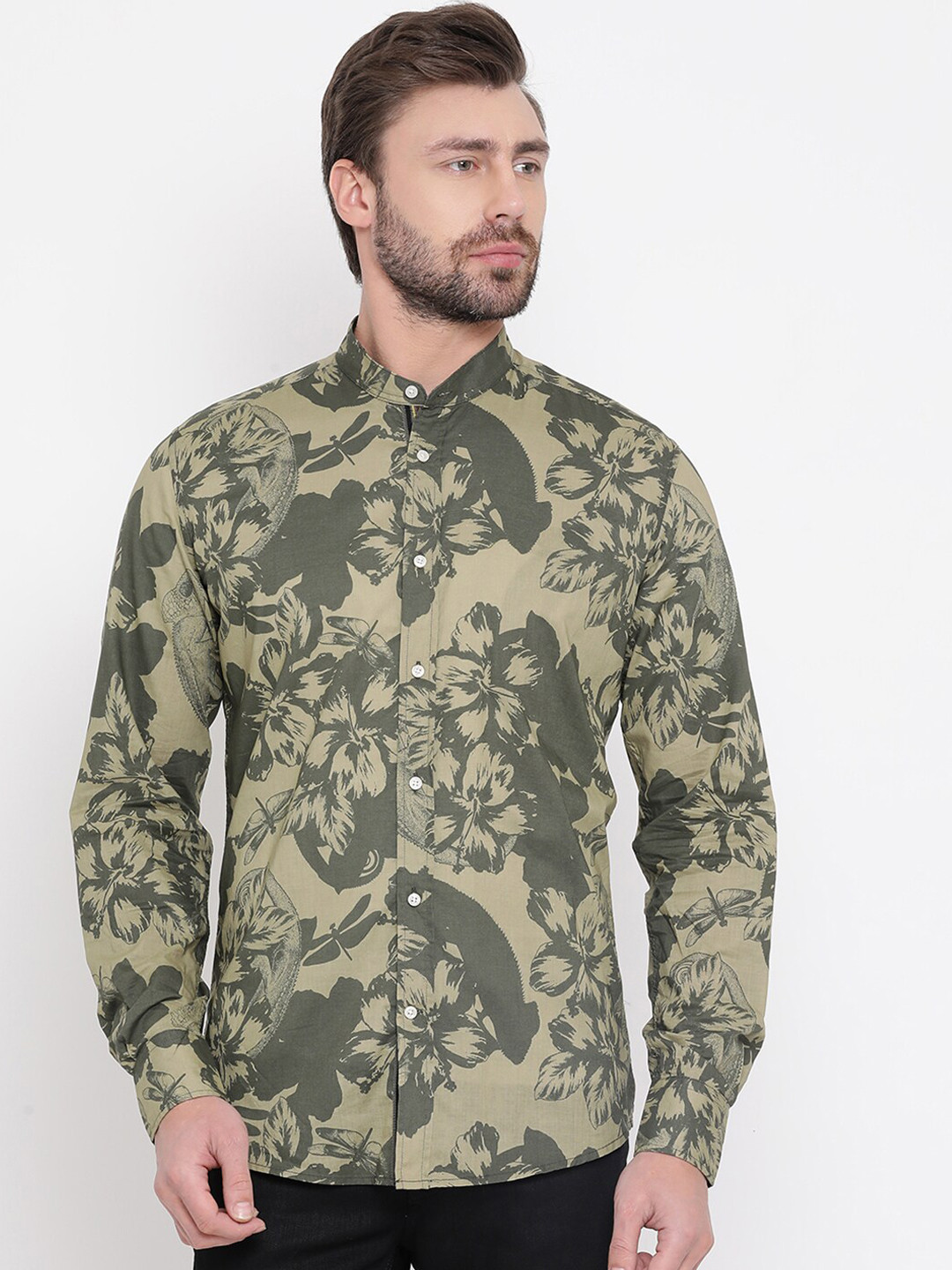 

Antony Morato Men Olive Green Regular Fit Printed Casual Shirt