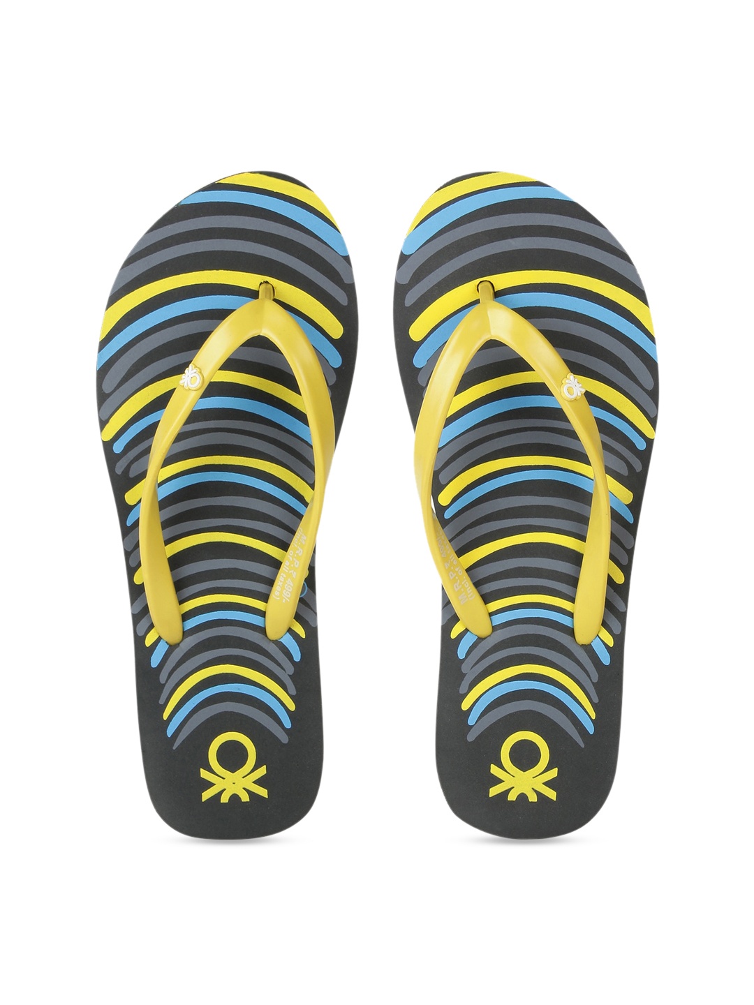 

United Colors of Benetton Women Black & Yellow Striped Thong Flip-Flops
