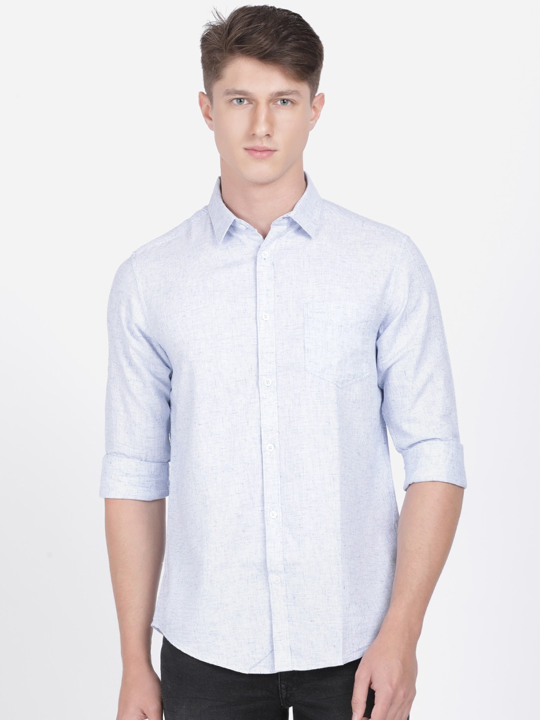 

Crocodile Men Blue Regular Fit Checked Casual Shirt
