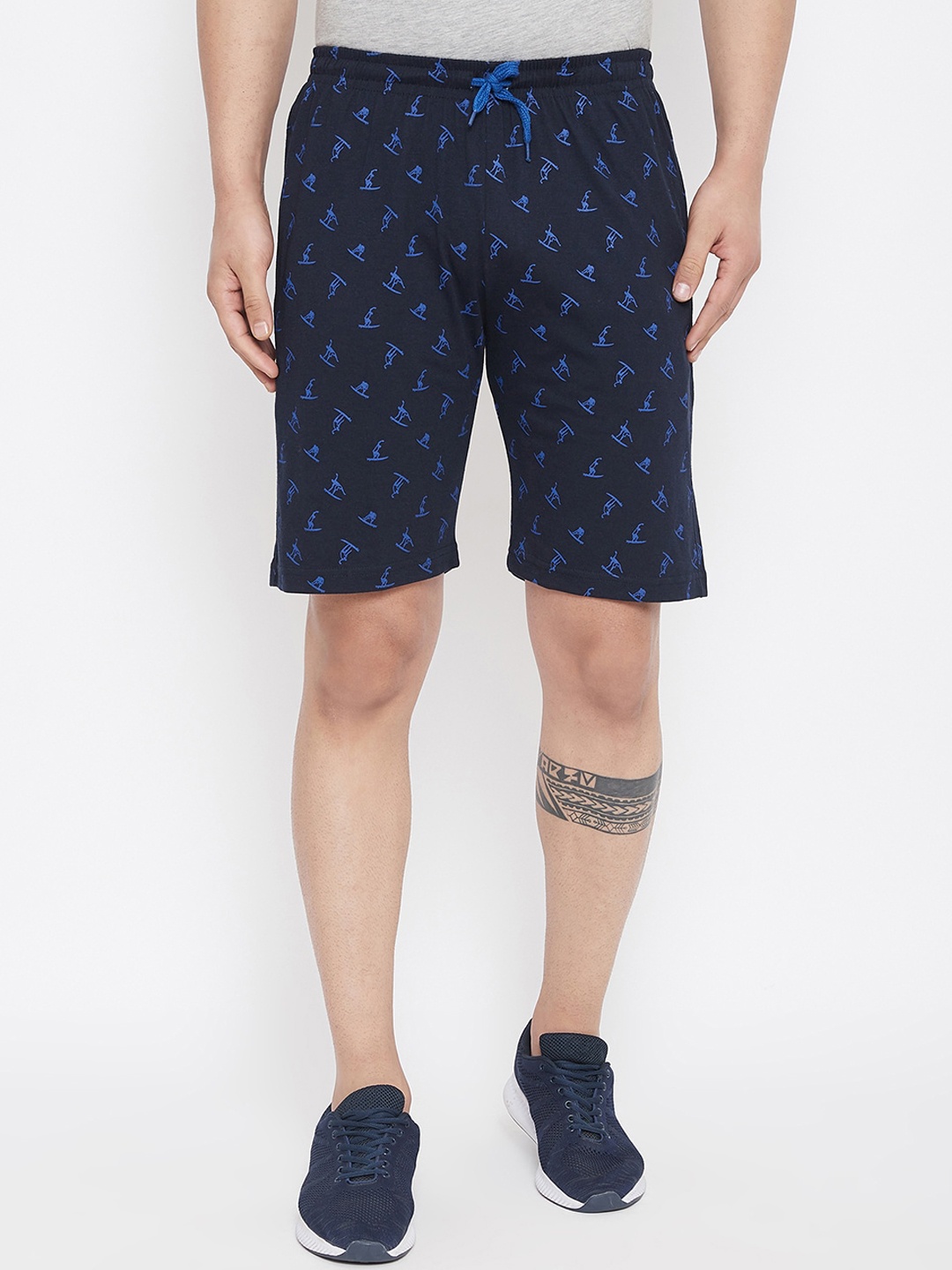 

Adobe Men Navy Blue Printed Regular Fit Regular Shorts