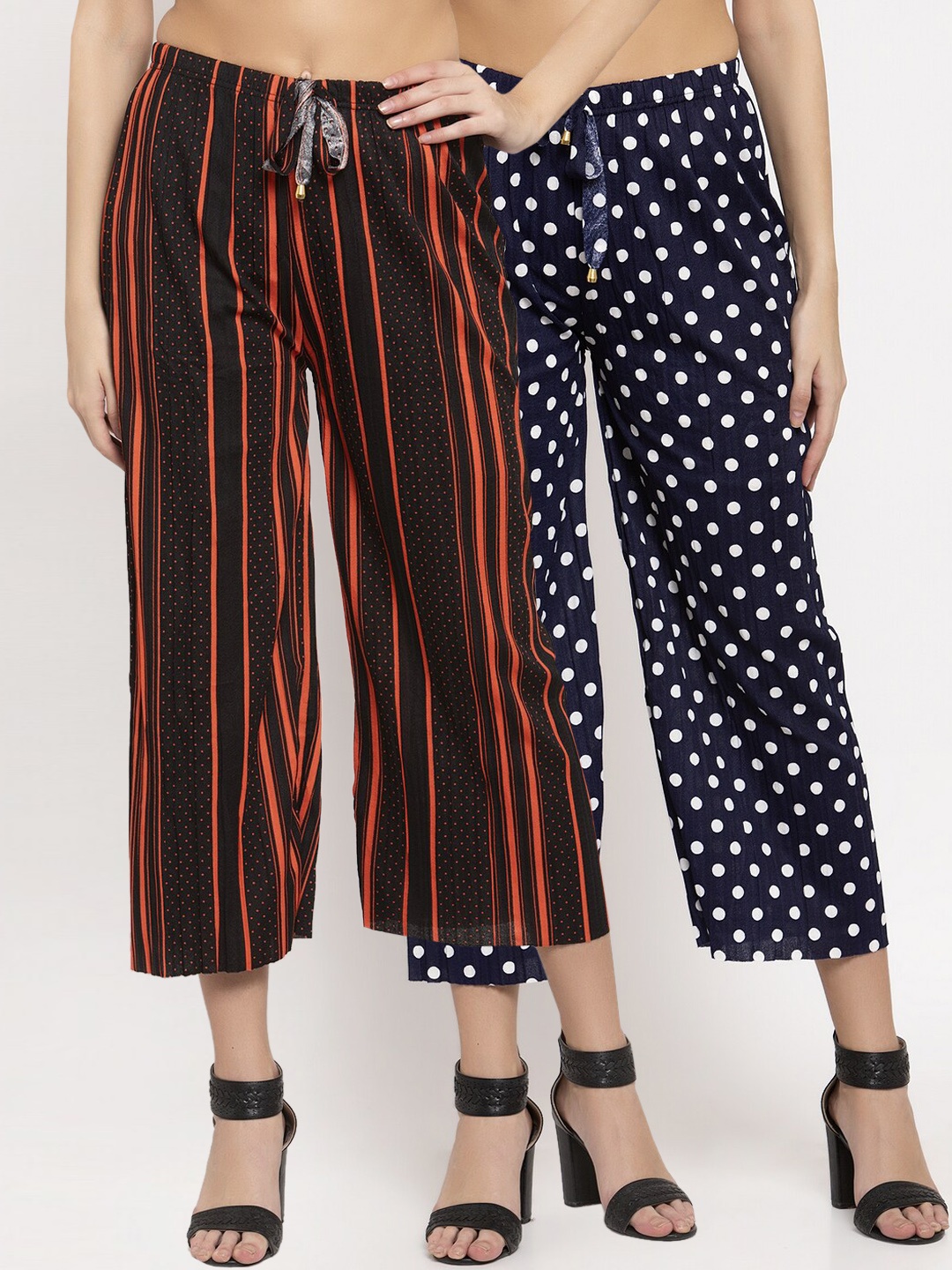 

KLOTTHE Women Multicoloured Set of 2 Printed Flared Palazzos, Multi