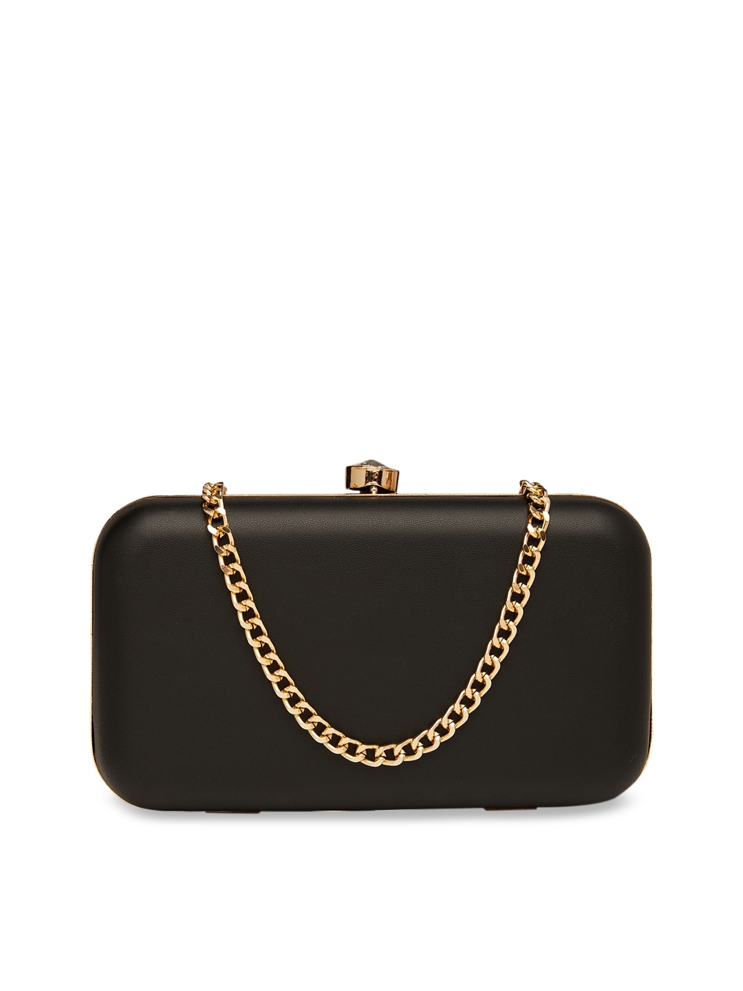 Vdesi Black Solid Box Clutch