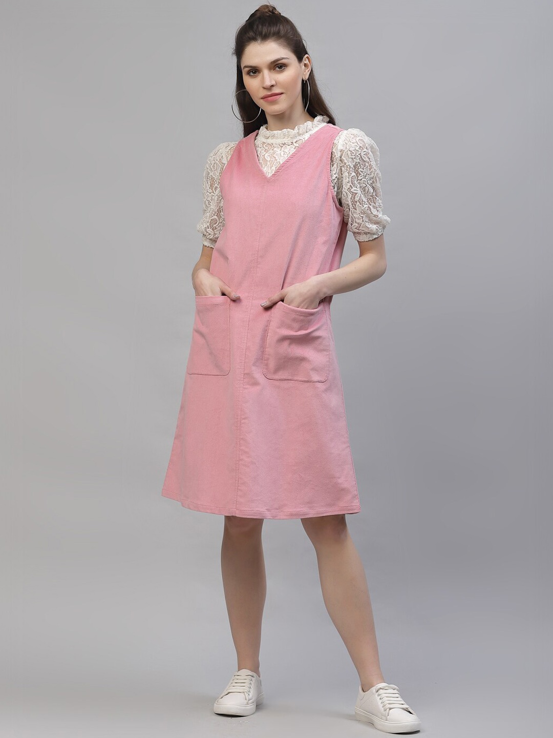 

Athena Women Pink Solid A-Line Dress