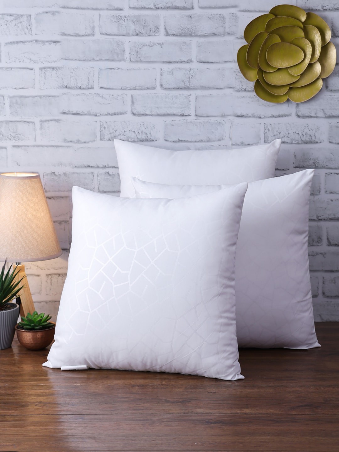 

ROMEE Set Of 3 White Jacquard Square Cushion Filler
