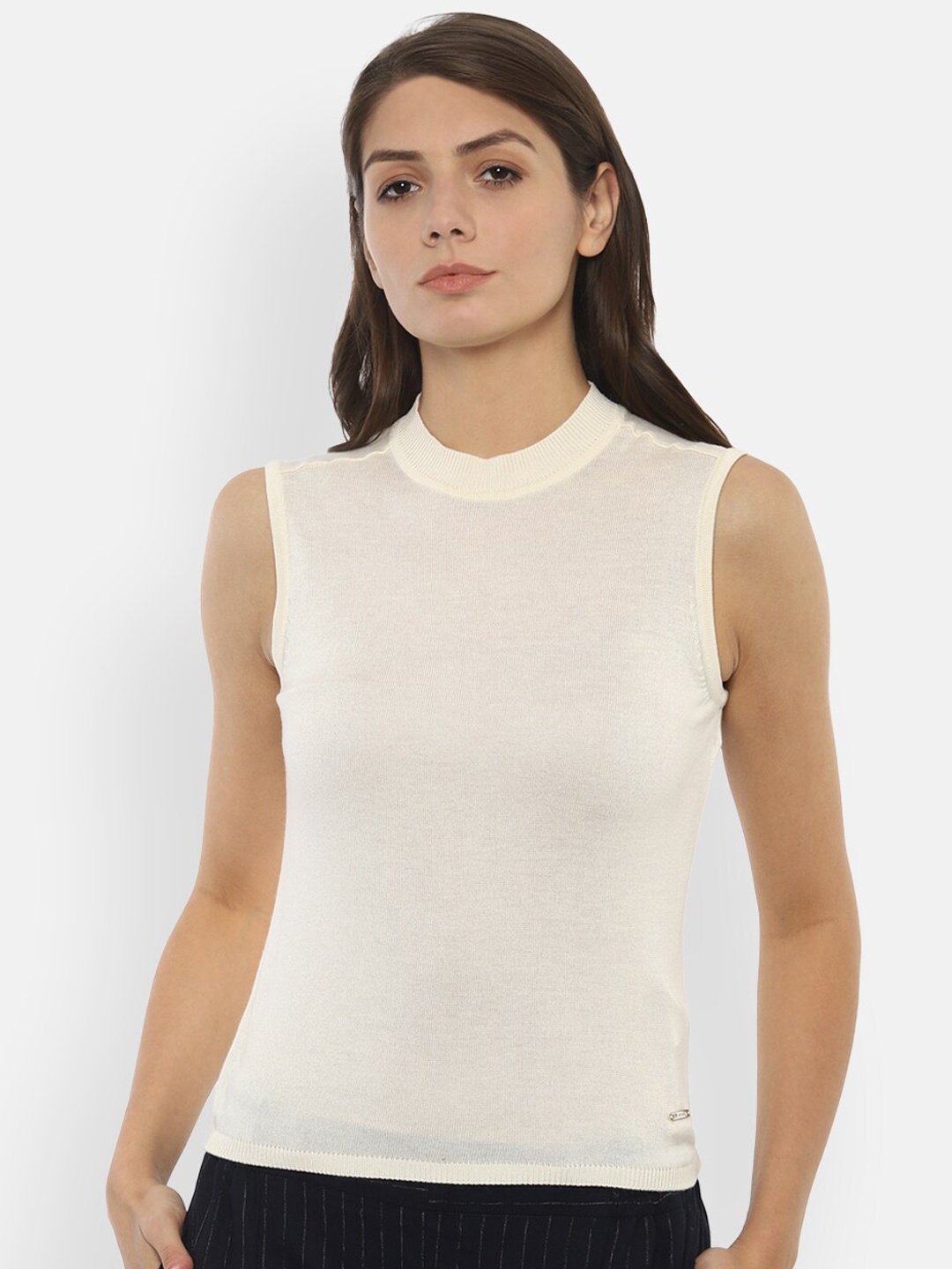 

Van Heusen Woman Cream-Coloured Solid Top