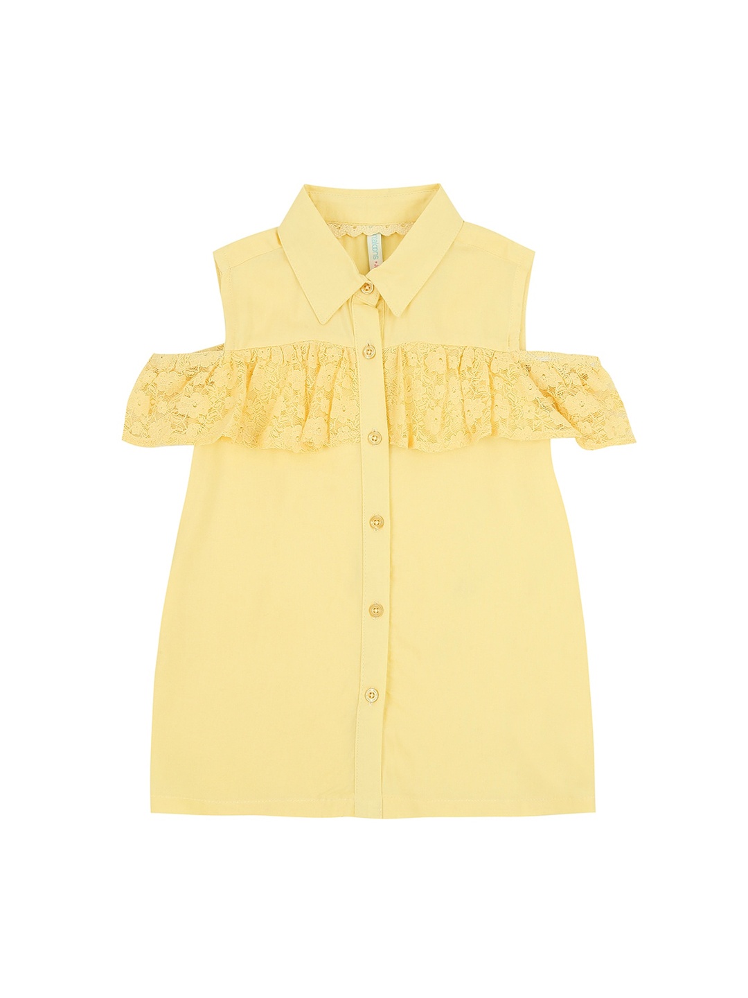 Pantaloons Junior Girls Yellow Shirt Style Top