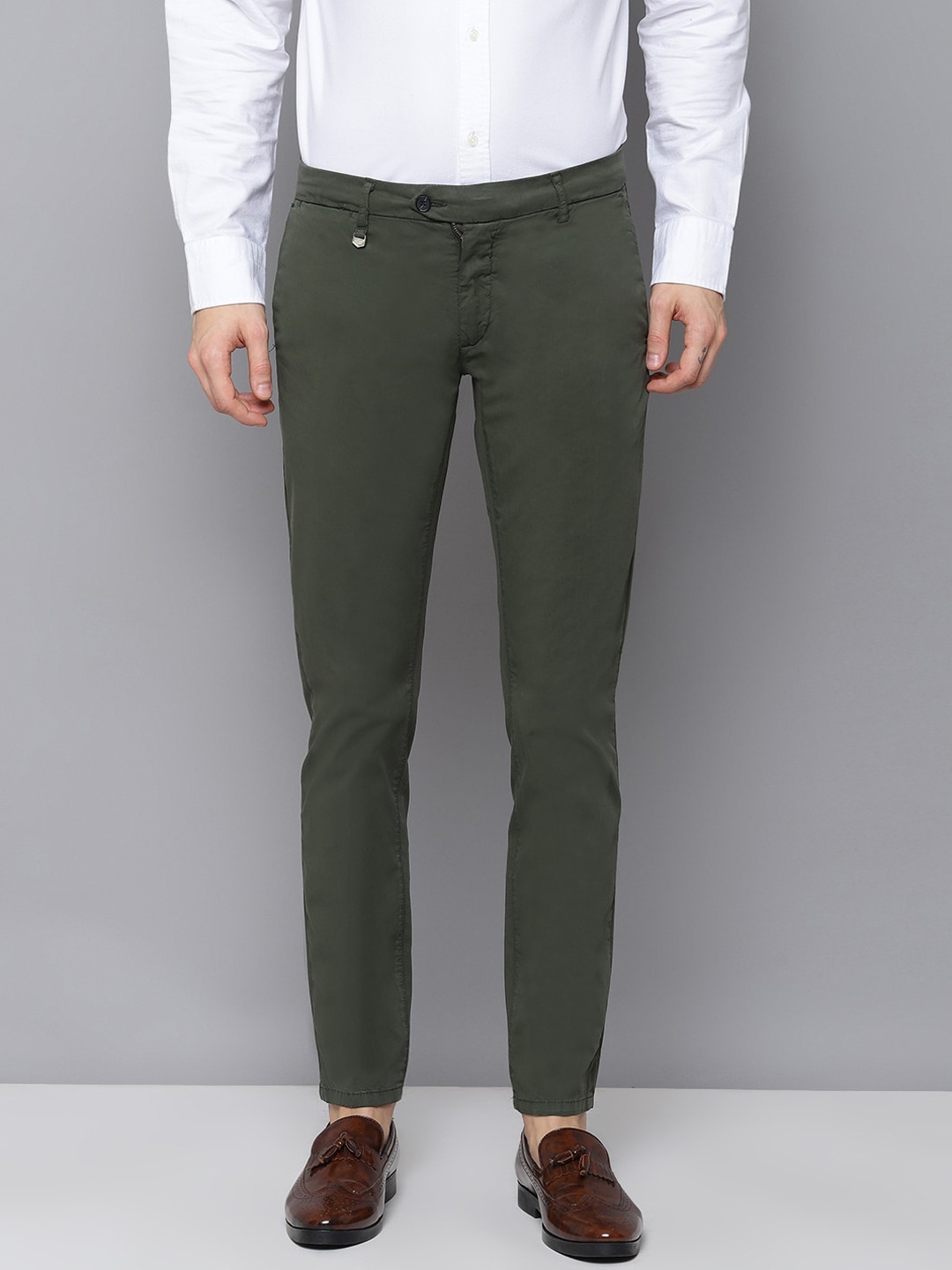 Antony Morato Men Olive Green Skinny Fit Solid Regular Trousers