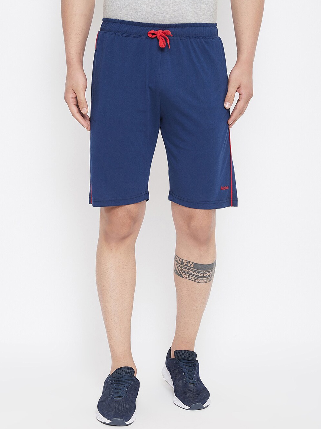

Adobe Men Navy Blue Solid Regular Fit Sports Shorts