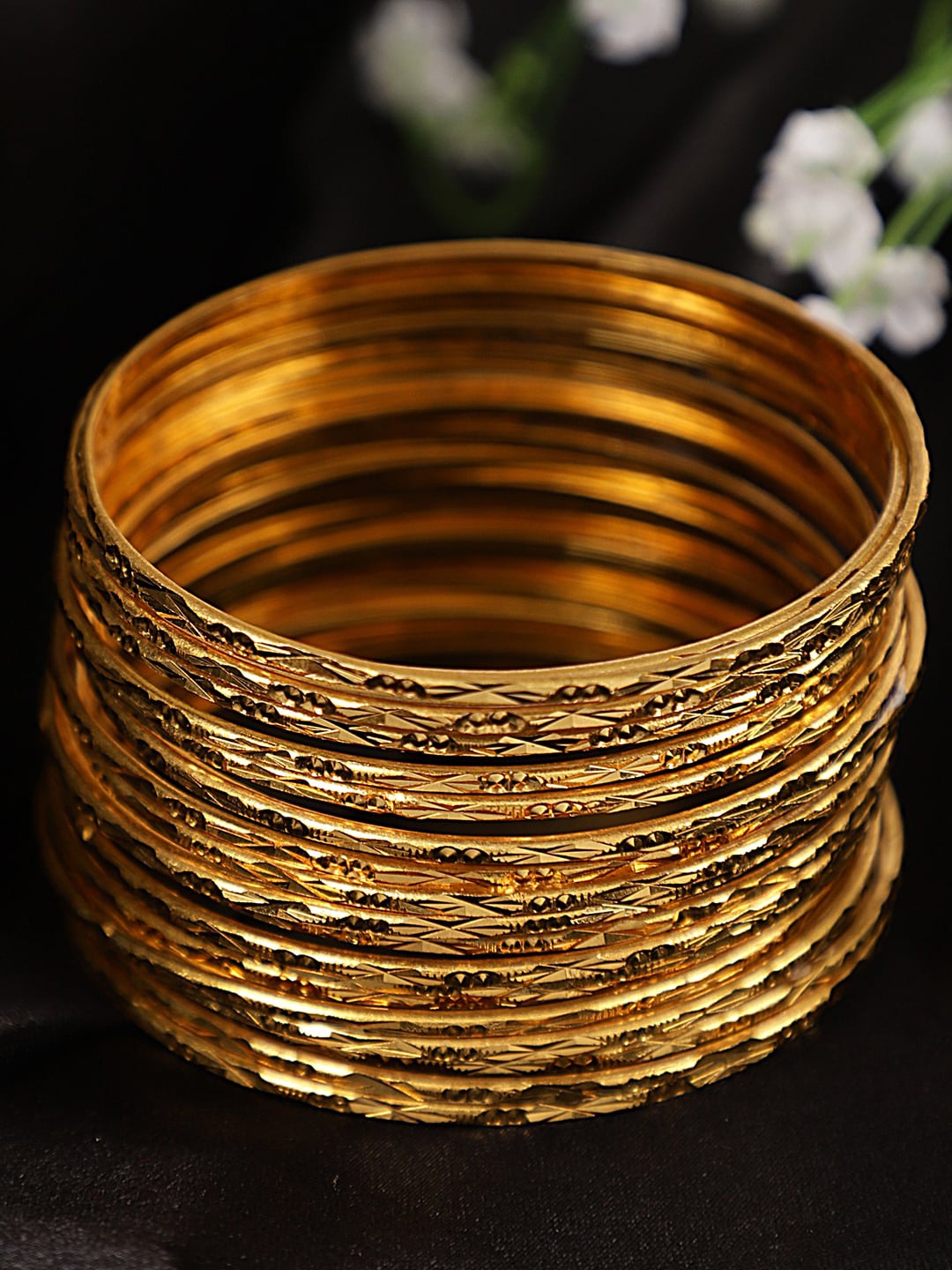 

Shining Diva Set of 24 Gold Plated Traditional Bangles